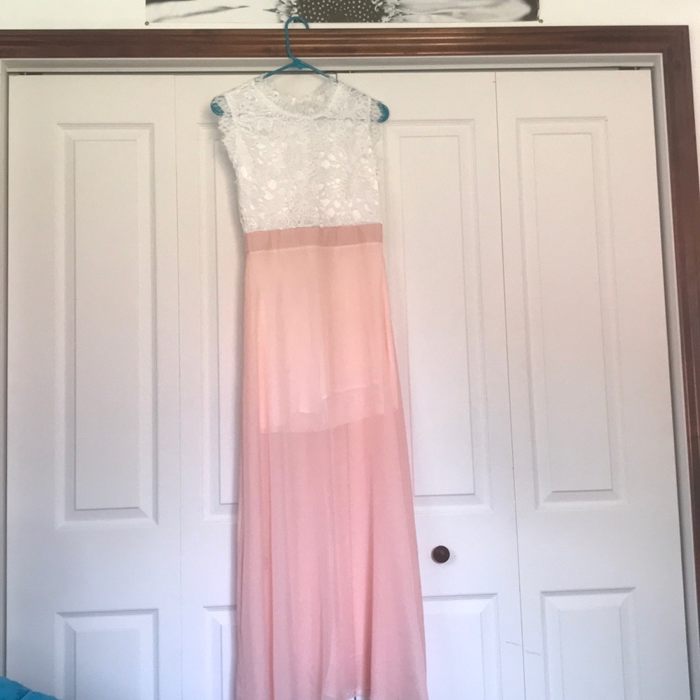 Pink and white maxi dress